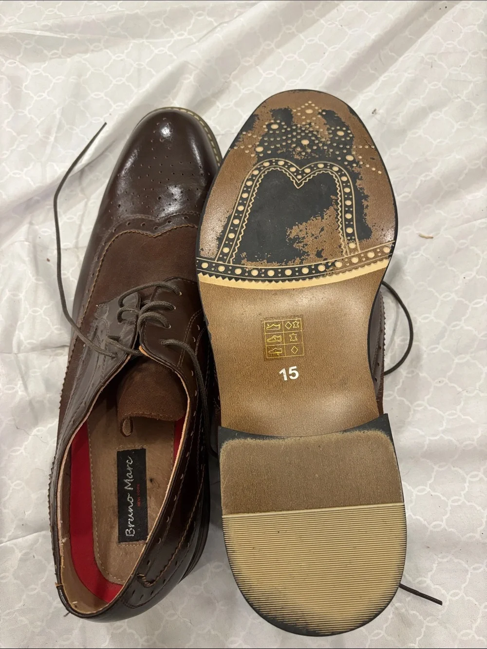 Bruno Marc Men's Brown Two-Tone Wingtip Oxfords